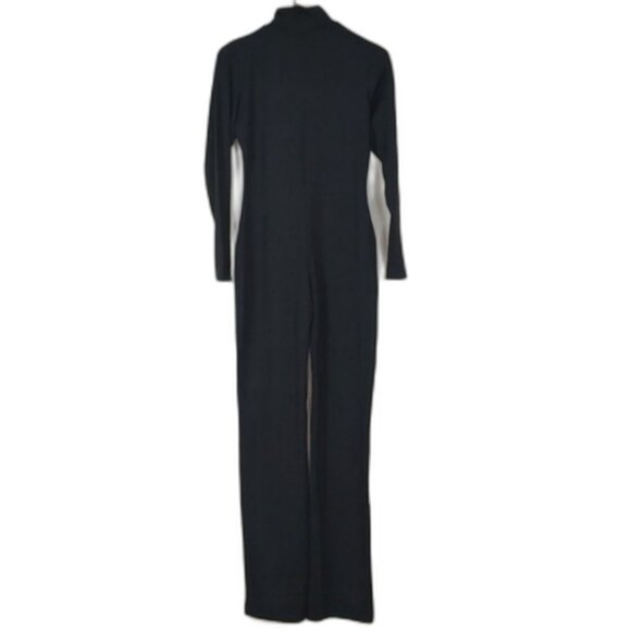 VTG Jumpsuit Catsuit Black Stretch Mock Turtleneck Size Large - Picture 3 of 13